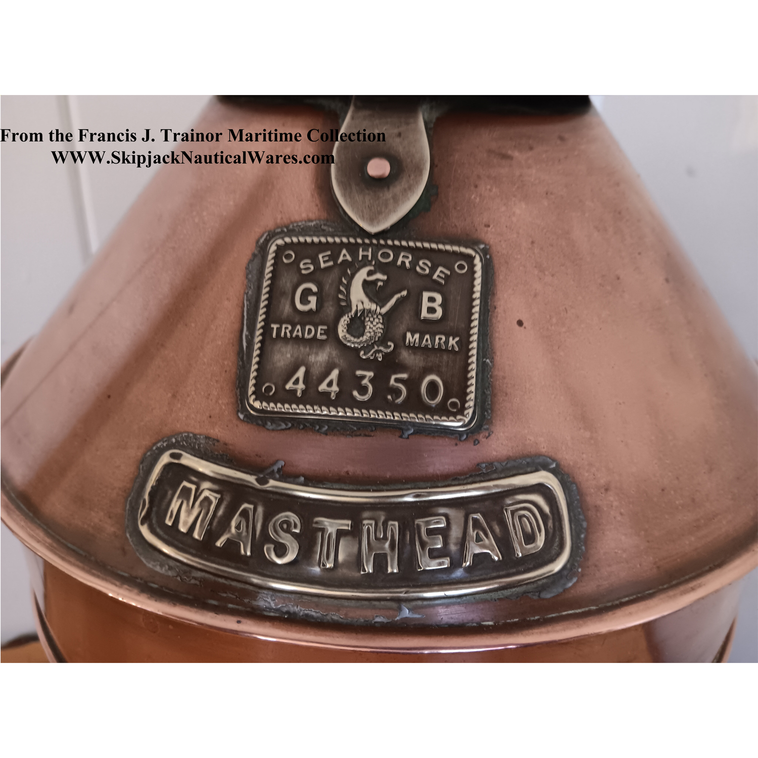 Large Copper Masthead Running Light, Seahorse, Great Britain